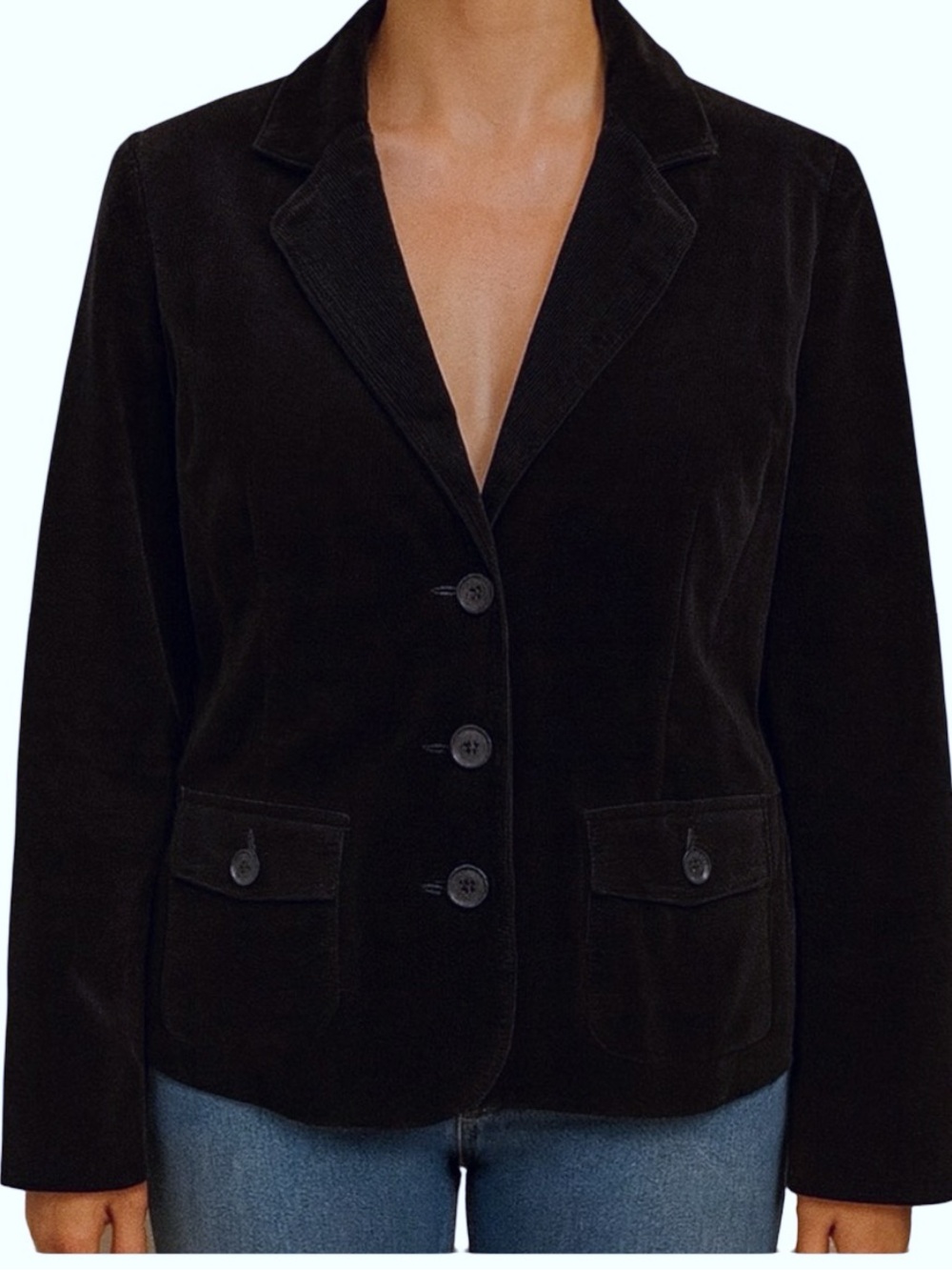 Lane Bryant Black Soft Velvety Corduroy Blazer Size 26/28W